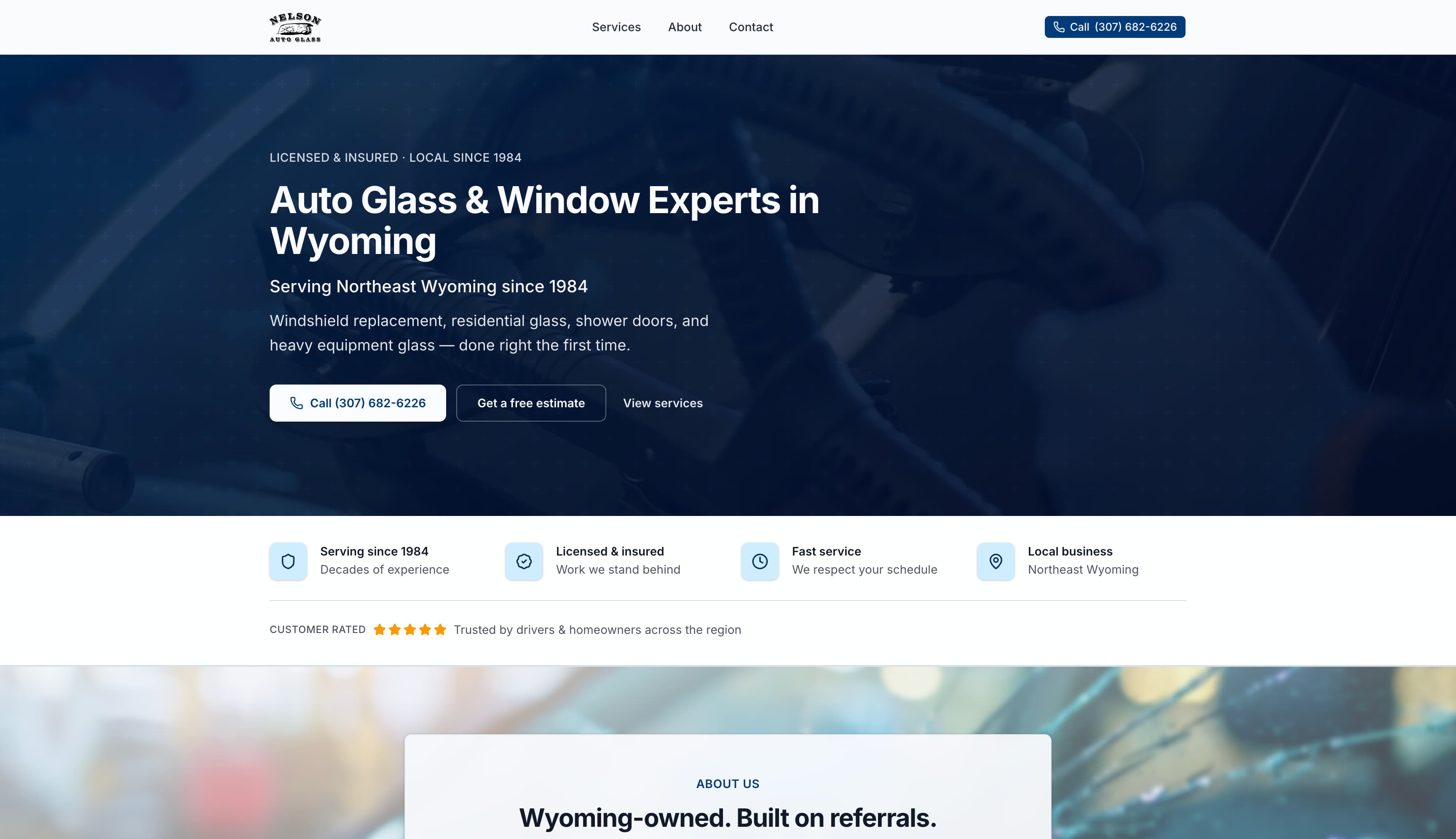 Nelson Auto Glass — Site Redesign & Netlify Migration — Gillette, WY
